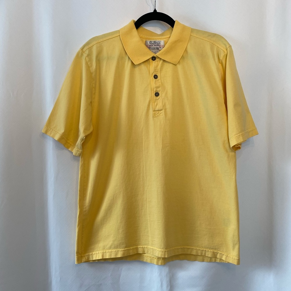 Vintage Men's Yellow 100% Cotton Polo Golf Shirt Tee Small Unisex Retro Sport
